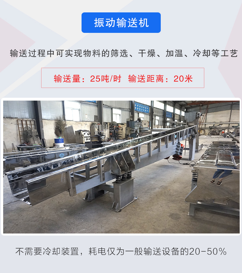 輸送過(guò)程中可實(shí)現(xiàn)物料的篩選、干燥、加溫、冷卻等工藝